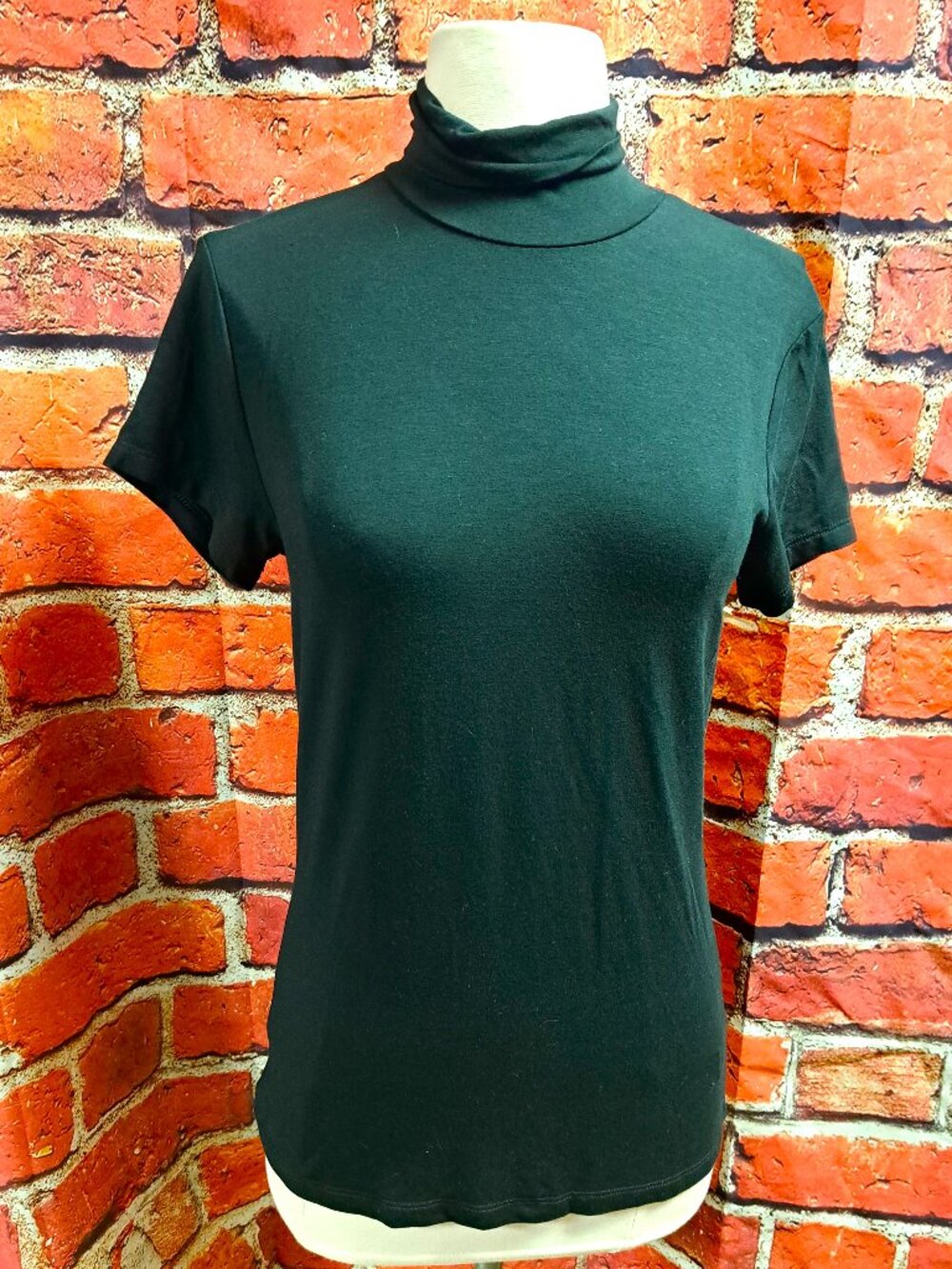 RALPH LAUREN BLACK KNIT LADIES SHORT SLEEVE SHIRT PULLOVER TURTLENECK SIZE SMALL